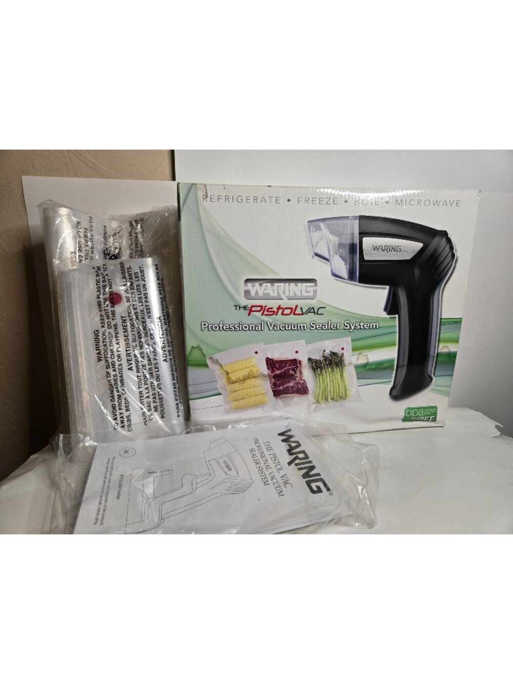 Waring PistolVac Handheld Potable Vacuum Sealer  Food Storage Freezer Meals